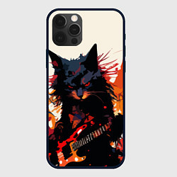 Чехол iPhone 12 Pro Black rocker cat on a light background - C-Cats co