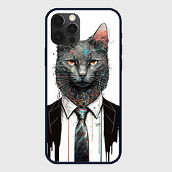 Чехол для iPhone 12 Pro Кот в костюме с галстуком, цвет: 3D-черный