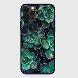 Чехол для iPhone 12 Pro Паттерн из множество зелёных цветов, цвет: 3D-черный