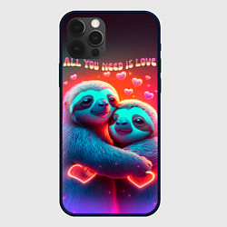 Чехол для iPhone 12 Pro Влюбленные ленивцы - всё что тебе нужно - это любо, цвет: 3D-черный