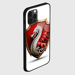 Чехол для iPhone 12 Pro Щит с драконом, цвет: 3D-черный — фото 2