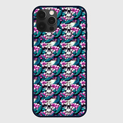 Чехол для iPhone 12 Pro Черепа заросшие цветами, цвет: 3D-черный