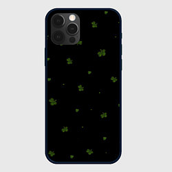 Чехол для iPhone 12 Pro Четырехлистный клевер на черном фоне, цвет: 3D-черный