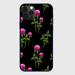 Чехол для iPhone 12 Pro Клевер на черном - паттерн, цвет: 3D-черный