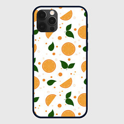 Чехол для iPhone 12 Pro Апельсины с листьями, цвет: 3D-черный