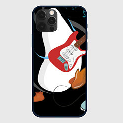 Чехол для iPhone 12 Pro Пингвин- гитарист, цвет: 3D-черный