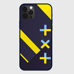 Чехол для iPhone 12 Pro TXT yellow geometry, цвет: 3D-черный