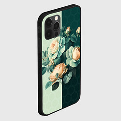 Чехол для iPhone 12 Pro Розы на зеленом фоне, цвет: 3D-черный — фото 2