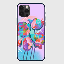Чехол для iPhone 12 Pro Цветы и звезды, цвет: 3D-черный