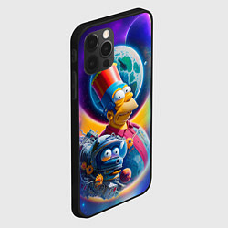 Чехол для iPhone 12 Pro Гомер Симпсон с сыном в космосе - нейросеть, цвет: 3D-черный — фото 2