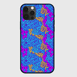 Чехол для iPhone 12 Pro Абстрактные психоделические полосы, цвет: 3D-черный