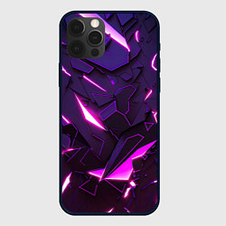 Чехол для iPhone 12 Pro Неоновые абстрактные электрические плиты, цвет: 3D-черный