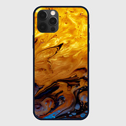 Чехол для iPhone 12 Pro Абстрактное жидкое золото, цвет: 3D-черный