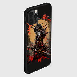 Чехол для iPhone 12 Pro Самурай - брызги красок, цвет: 3D-черный — фото 2