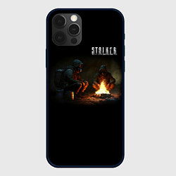 Чехол для iPhone 12 Pro STALKER Одиночки у костра, цвет: 3D-черный