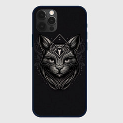 Чехол для iPhone 12 Pro Чёрный готический кот, цвет: 3D-черный