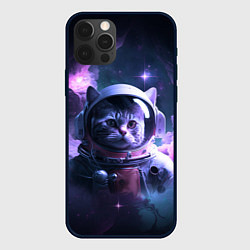 Чехол для iPhone 12 Pro Котик космонавт, цвет: 3D-черный