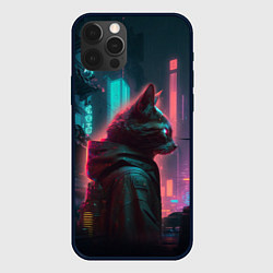 Чехол для iPhone 12 Pro Кот в киберпанке, цвет: 3D-черный