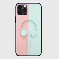 Чехол для iPhone 12 Pro Наушники цвета морской волны, цвет: 3D-черный
