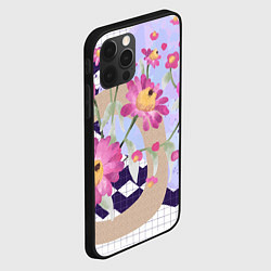 Чехол для iPhone 12 Pro Цветы в клетку, цвет: 3D-черный — фото 2