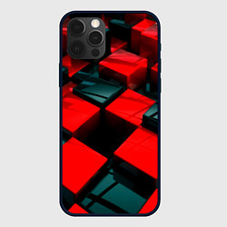 Чехол для iPhone 12 Pro Кубы геометрии красный и чёрный, цвет: 3D-черный