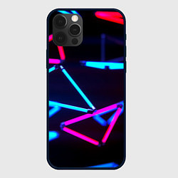 Чехол для iPhone 12 Pro Неоновые фигуры ночь, цвет: 3D-черный