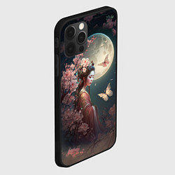 Чехол для iPhone 12 Pro Девушка в сакуре под луной, цвет: 3D-черный — фото 2