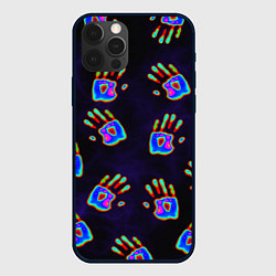 Чехол для iPhone 12 Pro Ладони тепловизор: черный фон - паттерн, цвет: 3D-черный