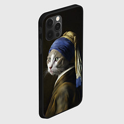 Чехол для iPhone 12 Pro Котейка с жемчужной серёжкой, цвет: 3D-черный — фото 2