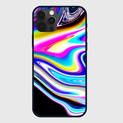 Чехол для iPhone 12 Pro Неоновые размытые краски, цвет: 3D-черный