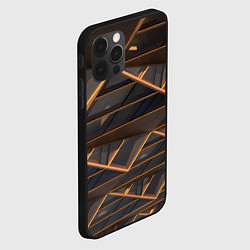 Чехол для iPhone 12 Pro Объёмные оранжевые линии и серые фигуры, цвет: 3D-черный — фото 2