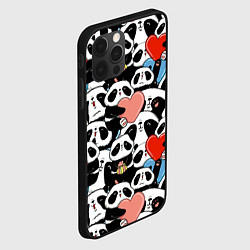 Чехол для iPhone 12 Pro Панды с сердечками, цвет: 3D-черный — фото 2