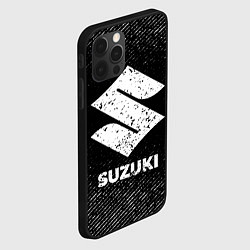 Чехол для iPhone 12 Pro Suzuki с потертостями на темном фоне, цвет: 3D-черный — фото 2