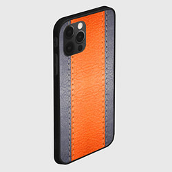 Чехол для iPhone 12 Pro Кожа серая оранжевая, цвет: 3D-черный — фото 2