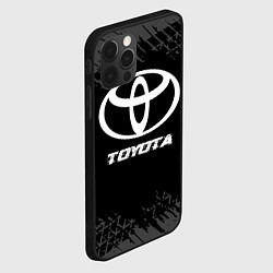 Чехол для iPhone 12 Pro Toyota speed на темном фоне со следами шин, цвет: 3D-черный — фото 2