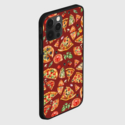 Чехол для iPhone 12 Pro Кусочки пиццы ассорти - акварельный паттерн, цвет: 3D-черный — фото 2
