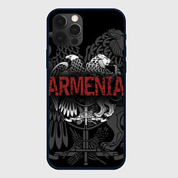 Чехол для iPhone 12 Pro Герб Армении с надписью Armenia, цвет: 3D-черный