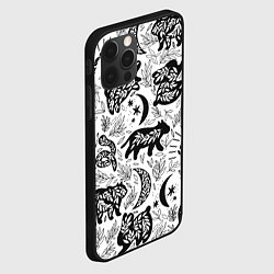 Чехол для iPhone 12 Pro Веточки и лесные звери - паттерн, цвет: 3D-черный — фото 2