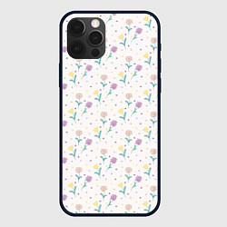 Чехол для iPhone 12 Pro Весенний паттерн с цветами, цвет: 3D-черный