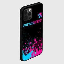 Чехол для iPhone 12 Pro Peugeot - neon gradient: символ сверху, цвет: 3D-черный — фото 2