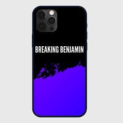 Чехол iPhone 12 Pro Breaking Benjamin purple grunge