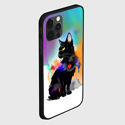 Чехол для iPhone 12 Pro Чёрная кошечка с сердечком на груди, цвет: 3D-черный — фото 2
