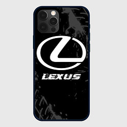 Чехол для iPhone 12 Pro Lexus speed на темном фоне со следами шин, цвет: 3D-черный