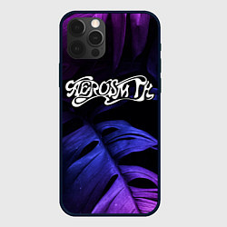 Чехол для iPhone 12 Pro Aerosmith neon monstera, цвет: 3D-черный