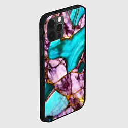 Чехол для iPhone 12 Pro Рисунок текстуры синего и фиолетового мрамора, цвет: 3D-черный — фото 2