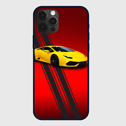 Чехол для iPhone 12 Pro Итальянский гиперкар Lamborghini Aventador, цвет: 3D-черный