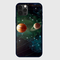Чехол для iPhone 12 Pro Планетная система, цвет: 3D-черный