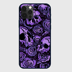 Чехол для iPhone 12 Pro Узор Розы и Черепа, цвет: 3D-черный