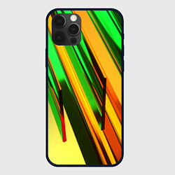 Чехол для iPhone 12 Pro Зелёные и оранжевые пластины, цвет: 3D-черный