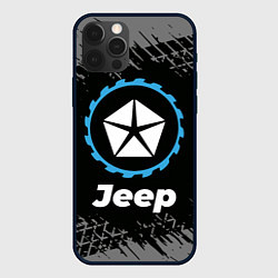 Чехол для iPhone 12 Pro Jeep в стиле Top Gear со следами шин на фоне, цвет: 3D-черный